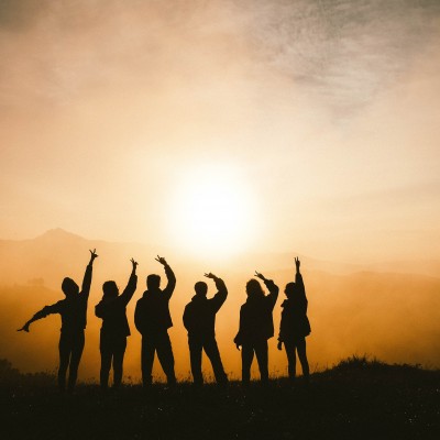 Freundschaft Gruppe Menschen Sillouette