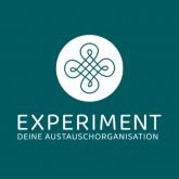 Logo Experiment Weiss dunkler Hintergrund mit Subline