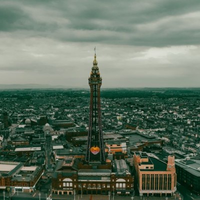 Blackpool Stadt von oben