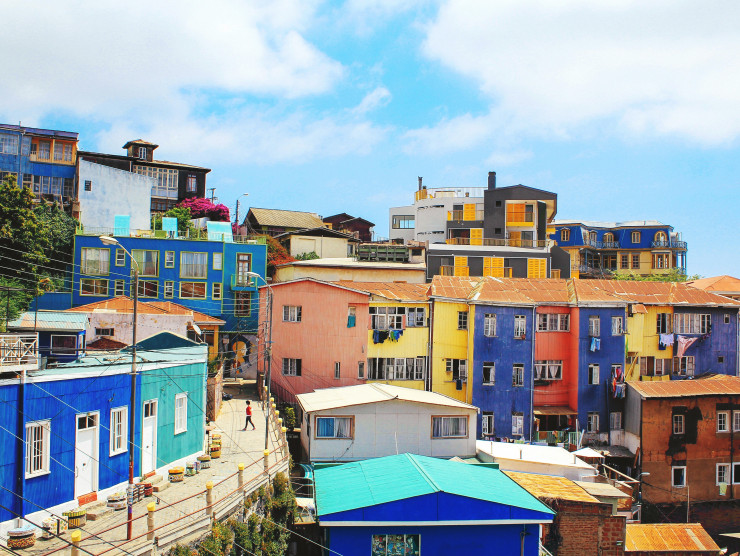 bunte Häuser in Valparaíso