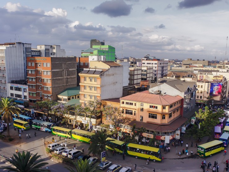 Stadtviertel in Nairobi von oben
